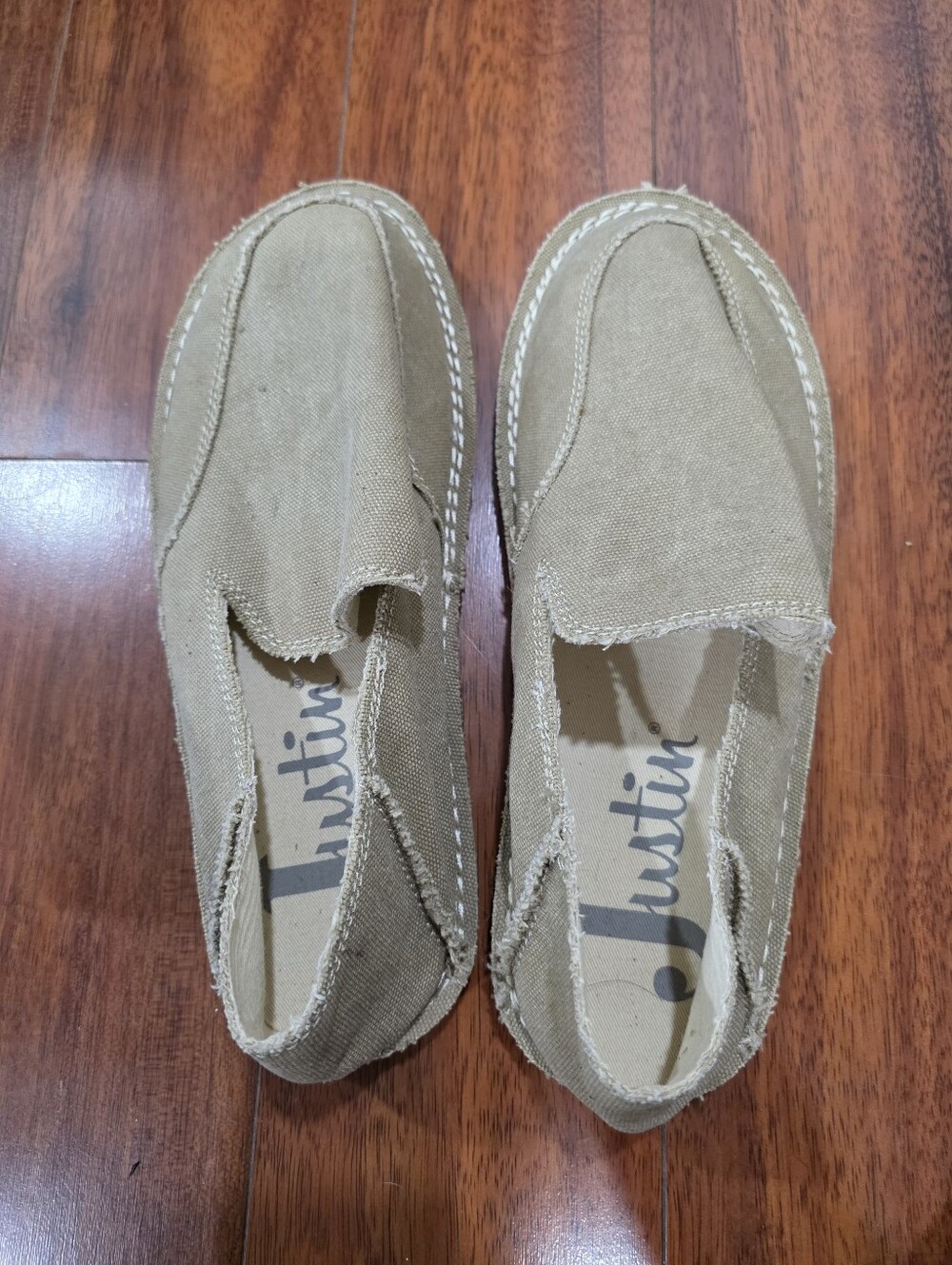 JUSTIN Canvas Shoes Men's Slip On Loafer Khaki